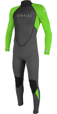 2024 O'Neill Youth Reactor II 3/2mm Back Zip Wetsuit 5044 - Graphite / Dayglo