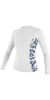 2024 O'Neill Womens Side Print Long Sleeve Rash Vest 5406S - White / Christina Floral
