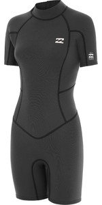 2021 Billabong Womens Launch 2mm Back Zip Shorty Wetsuit 042G19 - Antique Black