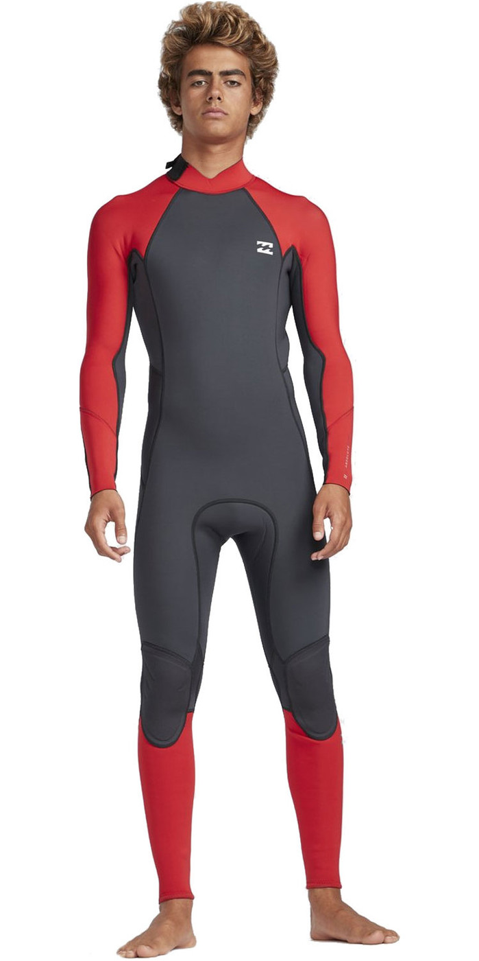 2019 Billabong Mens 3/2mm Absolute Back Zip Flatlock Wetsuit Red N43M33