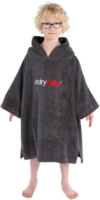 2022 Dryrobe Junior Organic Cotton Hooded Towel Changing Robe / Poncho - Slate Grey