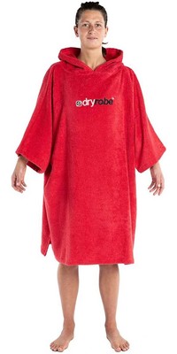 2022 Dryrobe Organic Cotton Hooded Towel Changing Robe / Poncho - Red