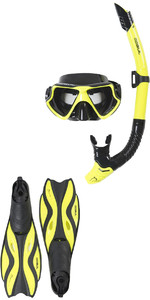 2020 Gul Tarpon ADULT Mask / Snorkel & FIN Set in Yellow / Black GD0003