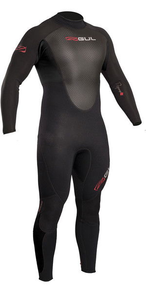2019 Gul Response 3/2mm Flatlock Back Zip Wetsuit Black RE1321-B4