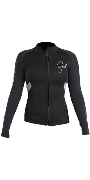 2018 Gul Response Womens 3mm Bolero Wetsuit Jacket Black / Lines RE6305-B4