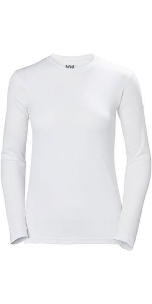 2018 Helly Hansen Womens Tech Crew Long Sleeve Base Layer White 48374