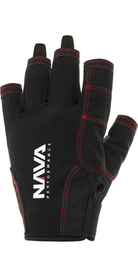 2022 NAVA Performance Short Finger Sailing Gloves NAVA009 - Black