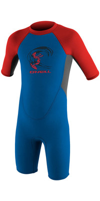 2023 O'Neill Toddler Reactor 2mm Back Zip Shorty Wetsuit 4867 - Ocean / Graphite / Red