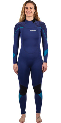 2023 Gul Womens Response 4/3mm GBS Back Zip Wetsuit RE1248-C1 - Blue / Paisley