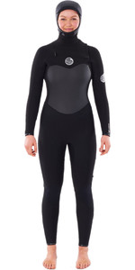 2023 Rip Curl Womens Flashbomb 6/4mm Hooded Chest Zip Wetsuit WSTYHG - Black