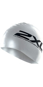 2021 2XU Silicone Swim Cap Hat SILVER US1355