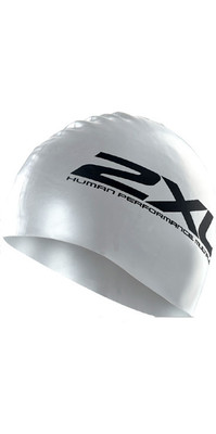 2024 2XU Silicone Swim Cap Hat SILVER US1355