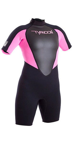 2019 Typhoon Junior Girls Storm 3/2mm Shorty Wetsuit Black / Iris 250952