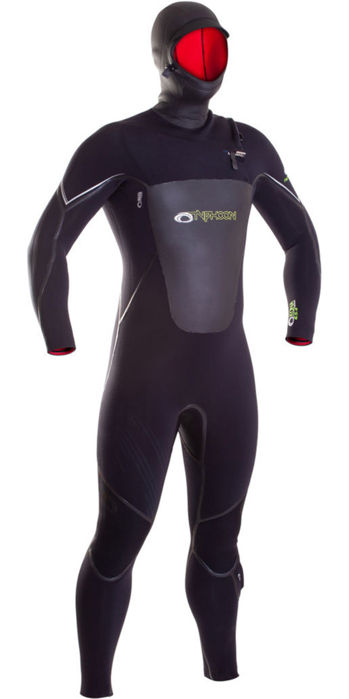 2019 Typhoon Hooded Kona 6/5/4mm GBS Chest Zip Wetsuit BLACK 250615