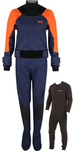 2022 Typhoon Womens Hendra Hinge Zip Drysuit & Underfleece 100185 - Orange / Navy
