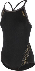2021 Zone3 Womens Iconic Bound Back Swimsuit SW20WIB - Black / Grey / Gold