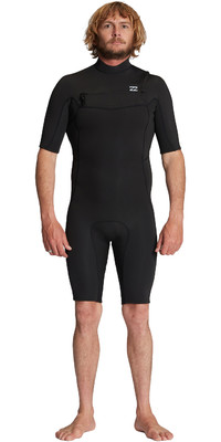 2023 Billabong Mens Absolute 2mm Chest Zip Shorty Wetsuit ABYW500118 - Black