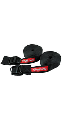 2023 Northcore D-Ring Roof Rack Straps / Tie Downs 5M NOCO22B - Black