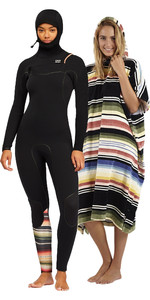 2021 Billabong Womens Furnace Comp 5/4mm Hooded Chest Zip GBS Wetsuit & Salty Hooded Towel - Serape