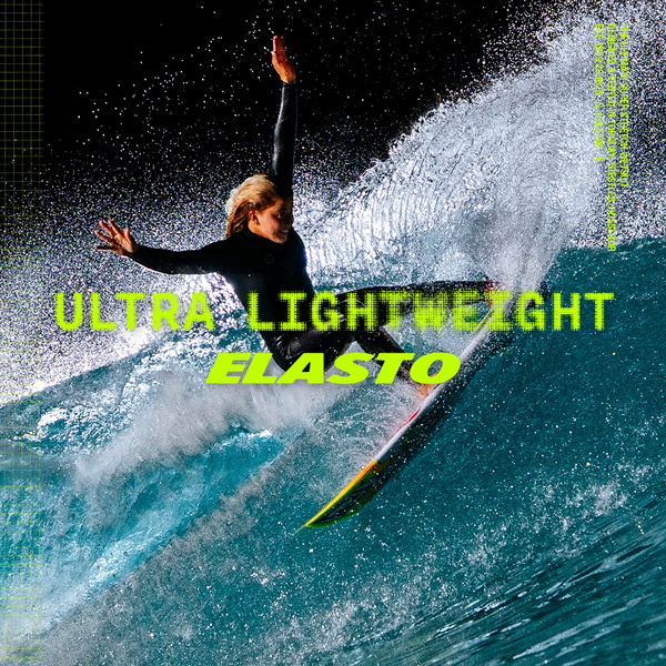 ELASTO print on the forearm of a Rip Curl Elasto wetsuit