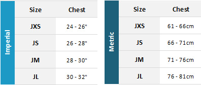 Gul Junior Marine Garments 19 Mens Size Chart